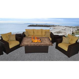 South Beach All Weather Wicker Conversation Set with Fire Pit   Conversation Patio Sets