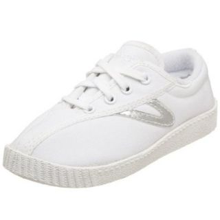 Tretorn Nylite Canvas Sneaker (Infant/Toddler),White/Metallic Silver,2 M US Infant Shoes