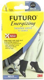 Futuro Energizing Support Trouser Socks for Women, Black, Large, Mild (8 15 mm/Hg) Health & Personal Care