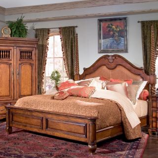 Marquette Leather Cognac Poster Bed   Poster Beds