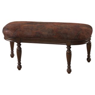 Powell Bombay Collection Worldly Demilune Bench   Aged English Walnut   Bedroom Benches