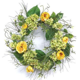 20 in. Rose and Hydrangea with Foliage Polyester Wreath   Wreaths
