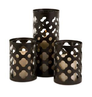 Norte Cutwork Candle Holders   Set of 3 (Brown) (6.25H x 4.5"W x 4.5"D)   Candlestick Holders