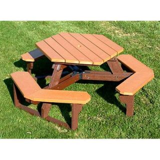 Polly Products Commercial Open Hexagon Picnic Table   Picnic Tables