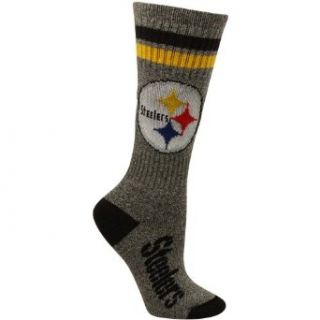 NFL Pittsburgh Steelers Women's Marbled Two Stripe Crew Socks   Charcoal Clothing