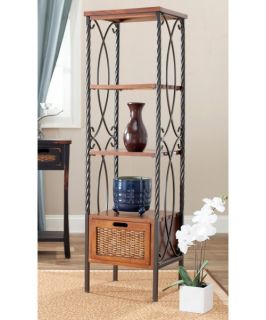 Safavieh Kendra Etagere With Drawer   Antique Pewter / Dark Walnut   Bookcases