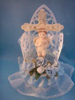 Cross with Angel Child Communion Christening Cake Top Centerpiece Decoration  Decorative Cake Toppers  