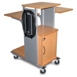Luxor Boardroom Series Laptop Computer Presentation Cart with Security Cabinet and Side Shelf   Computer Carts