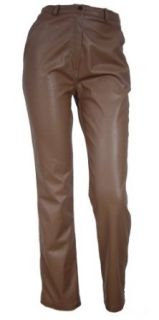 Paccilo tailoring Women8007 Plus Size Black Waist Leather Pants