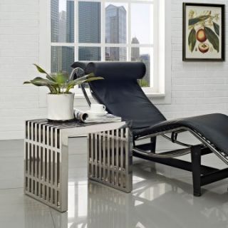 Modway Small Gridiron Stainless Steel Bench   Silver   Indoor Benches