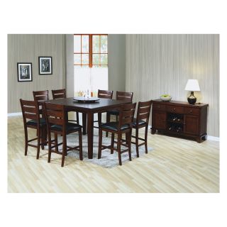 Monarch Kinsley Dark Oak Veneer Counter Height Dining Table with Lazy Susan   Dining Tables