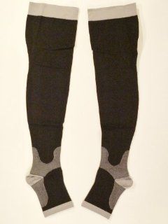 PLUS Size Lace Poet Black Yoga/Sleep Thigh High Toeless Compression Socks 