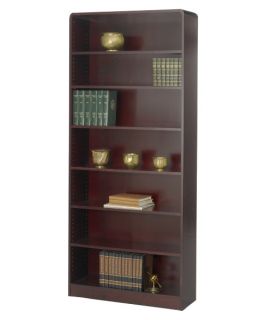 Safco 7 Shelf Radius Edge Veneer Bookcase   Mahogany   Bookcases