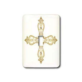 3dRose lsp_38400_1 Golden Ornate Cross Single Toggle Switch   Switch Plates  