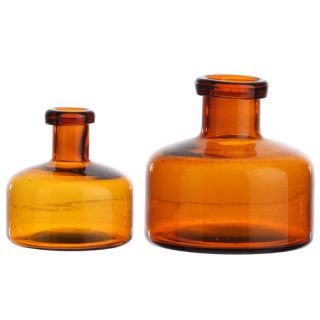 RAZ Imports Glass Bottles   Amber   Small   Set of 2   Decorative Accents