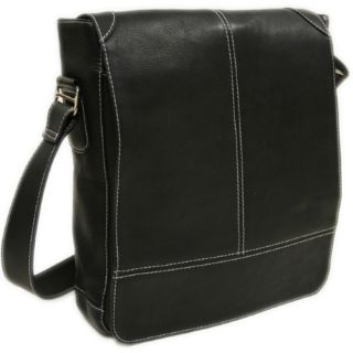 Piel Leather Urban Vertical Messenger Bag   Black   Messenger Bags