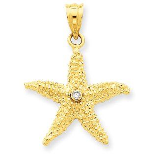 14k Diamond Starfish Pendant Pendant Necklaces Jewelry