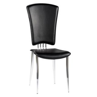 Chintaly Tracy Contemporary Dining Side Chair   Black Vinyl   Set of 6   Dining Chairs
