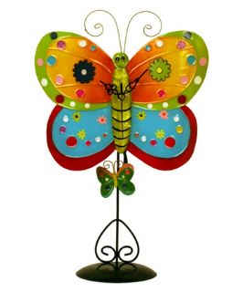 River City Clocks Metal Multicolor Butterfly with Removable Stand Wall/Desktop Clock   Wall Clocks