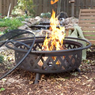 Red Ember Extra Large 36 in. Black Diamante Fire Pit   Wood Burning Fire Pits