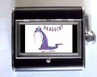 DRAGON? HAVE A DRINK RETRO COCKTAIL NAPKIN Whiskey and Beverage Flask, ID Holder, Cigarette Case Holds 5oz Great for the Sports Stadium Kitchen & Dining
