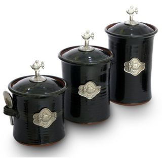 Artisans Domestic 3 Piece Ceramic Canister Set   Fish   Kitchen Canisters