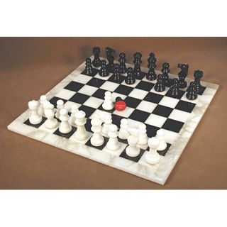 Alabaster Chess Set with White Frame   Chess Sets