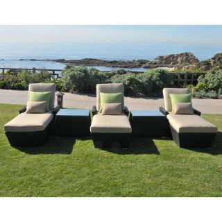 Caluco Maxime All Weather Wicker Lounge Set   Seats 3   Outdoor Chaise Lounges