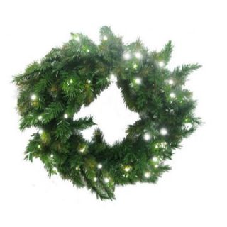 30 in. Pre Lit Classic Green Wreath with White LED Lights   Christmas Wreaths