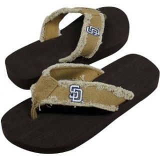 MLB San Diego Padres Unisex Khaki Frayed Flip Flops (Medium)