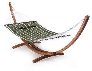 Island Bay 13 ft. Seagrass Quilted Hammock with Wood Arc Stand   Hammocks