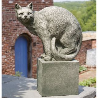 Campania International Shadow The Cat Perched Cast Stone Garden Statue   Garden Statues