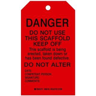 Brady 89018 7" Height x 4" Width, Reusable Dura Tag (B 837), Black on Red Scaffolding Tags (10 Tags) Industrial Lockout Tagout Tags