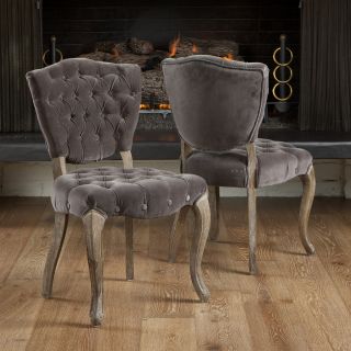 Bates Tufted Charcoal Fabric Dining Chairs   2 Pack   Dining Chairs