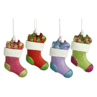 Vickerman 4 in. Stocking Gifts Assorted Color Ornament   Set of 4   Ornaments