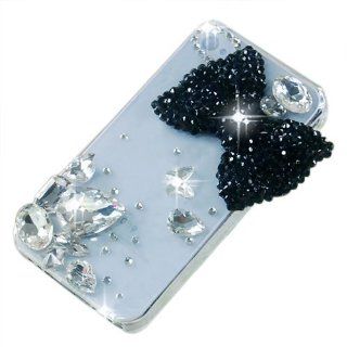 3D Black Bow Bling Crystal Rhinestone Case Cover for Apple IPhone 4/4S Cell Phones & Accessories