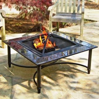 34 Inch Square Marble Fire Table   Fire Pits