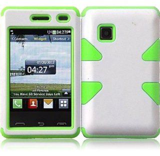 LF Green White Hybrid Case Cover, Lf Stylus Pen and Wiper For TracFone, StraightTalk, Net 10 LG 840G Cell Phones & Accessories