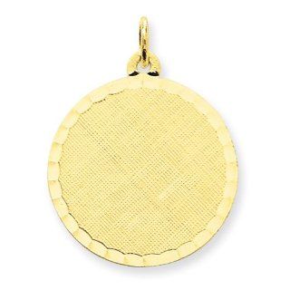 14k Yellow Gold Patterned .027 Gauge Circular Engravable Disc Charm Jewelry
