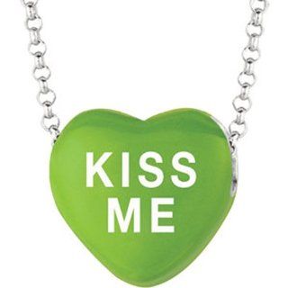Enamel Kiss Me Heart Necklace in Sterling Silver   Spring Ring   Lovely   Women GEMaffair Jewelry