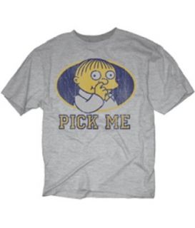 The Simpsons Ralph Wiggum Pick Me Men's Grey Heather T shirt M Clothing