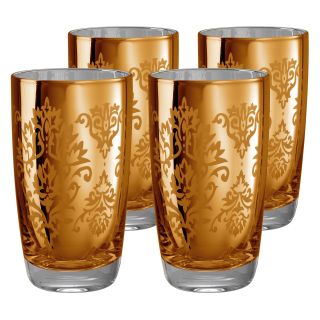 Artland Inc. Gold Brocade HiBall Glasses   Set of 4   Liquor Glasses