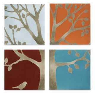 IMAX Meadow Terracotta Wall Tiles   Set of 4   Wall Sculptures and Panels
