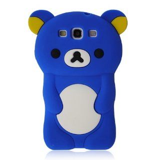TEDDY BEAR 3D Design Silicone Case Cover Skin for Samsung Galaxy S3 III   BLUE w/ Screen Protector Cell Phones & Accessories