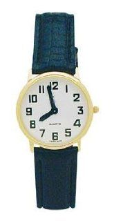 Men's Seculus Low Vision Watch White face, gold case, leather band  Sports Fan Watches  Sports & Outdoors