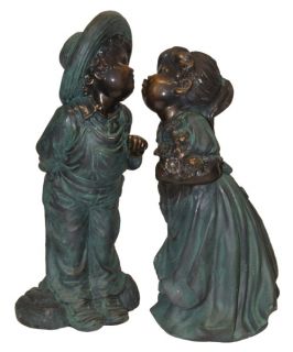 Alpine Boy and Girl Kissing Statue   Garden Statues