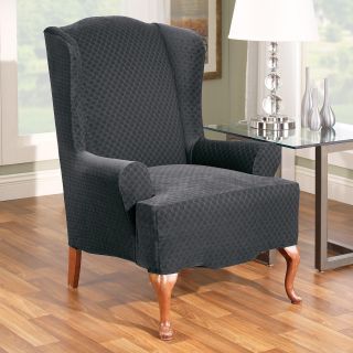 Sure Fit Stretch Stone T Cushion Wing Chair Slipcover   Chair Slipcovers