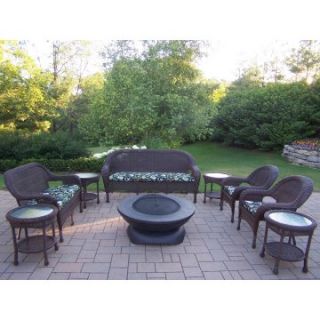 Oakland Living All Weather Wicker Conversation Set with Fire Bowl   Conversation Patio Sets