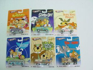 2012 Hot Wheels Nostalgia Hanna Barbera Scooby doo, the Jetsons, Yogi Bear, the Flintstones, Hong Kong Phooey, Tom and Jerry Set of 6 Toys & Games