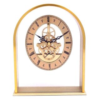 Bey Berk International "Georgetown" Clock, Skelton Movement, Brushed Gold Plated,   Tarnish Proof   Desktop Clocks
